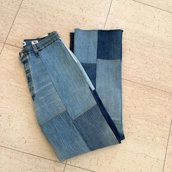 Re/Done Patchwork Amina Jeans in Indigo